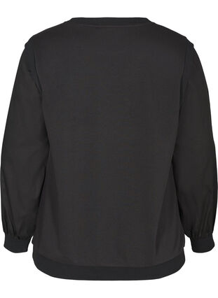 Sweater met lange mouwen en ribboorden, Black, Packshot image number 1
