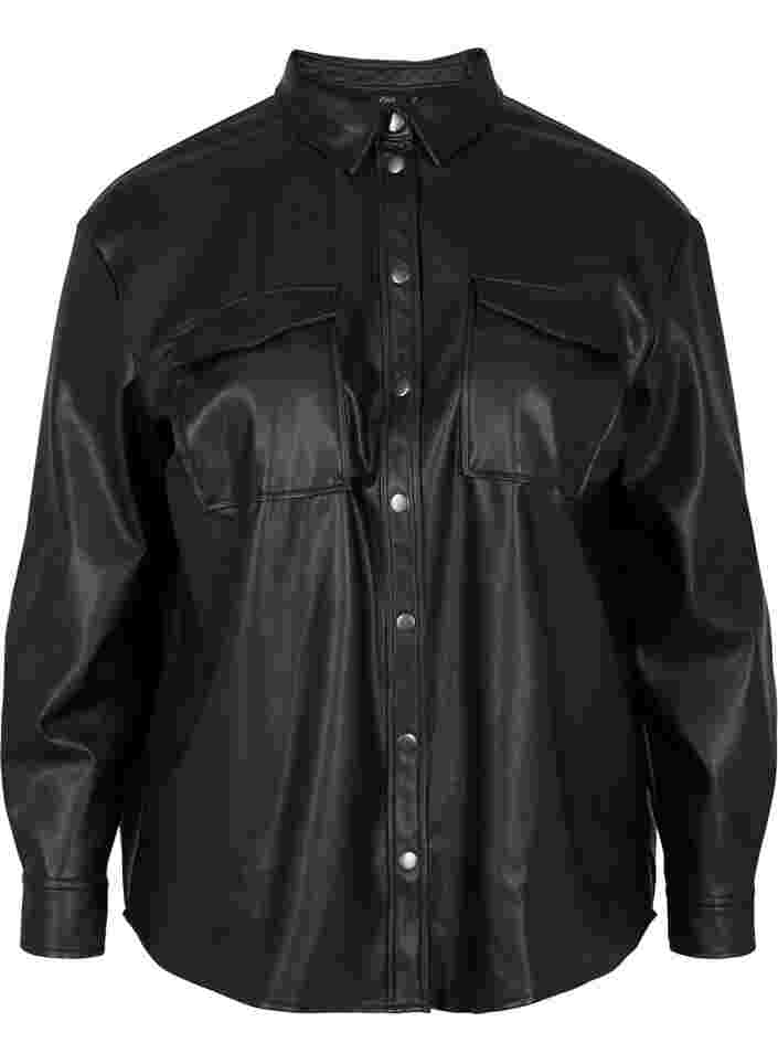 Overhemd in imitatieleer, Black, Packshot image number 0