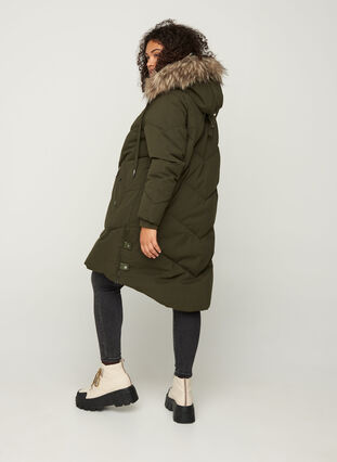 Manteau d'hiver avec capuche et bordure en fausse fourrure, Forest Night as s., Model image number 1
