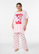 Pantalon de pyjama en jersey doux avec taille haute et imprim&eacute; fruits, Rose, Model image number 0