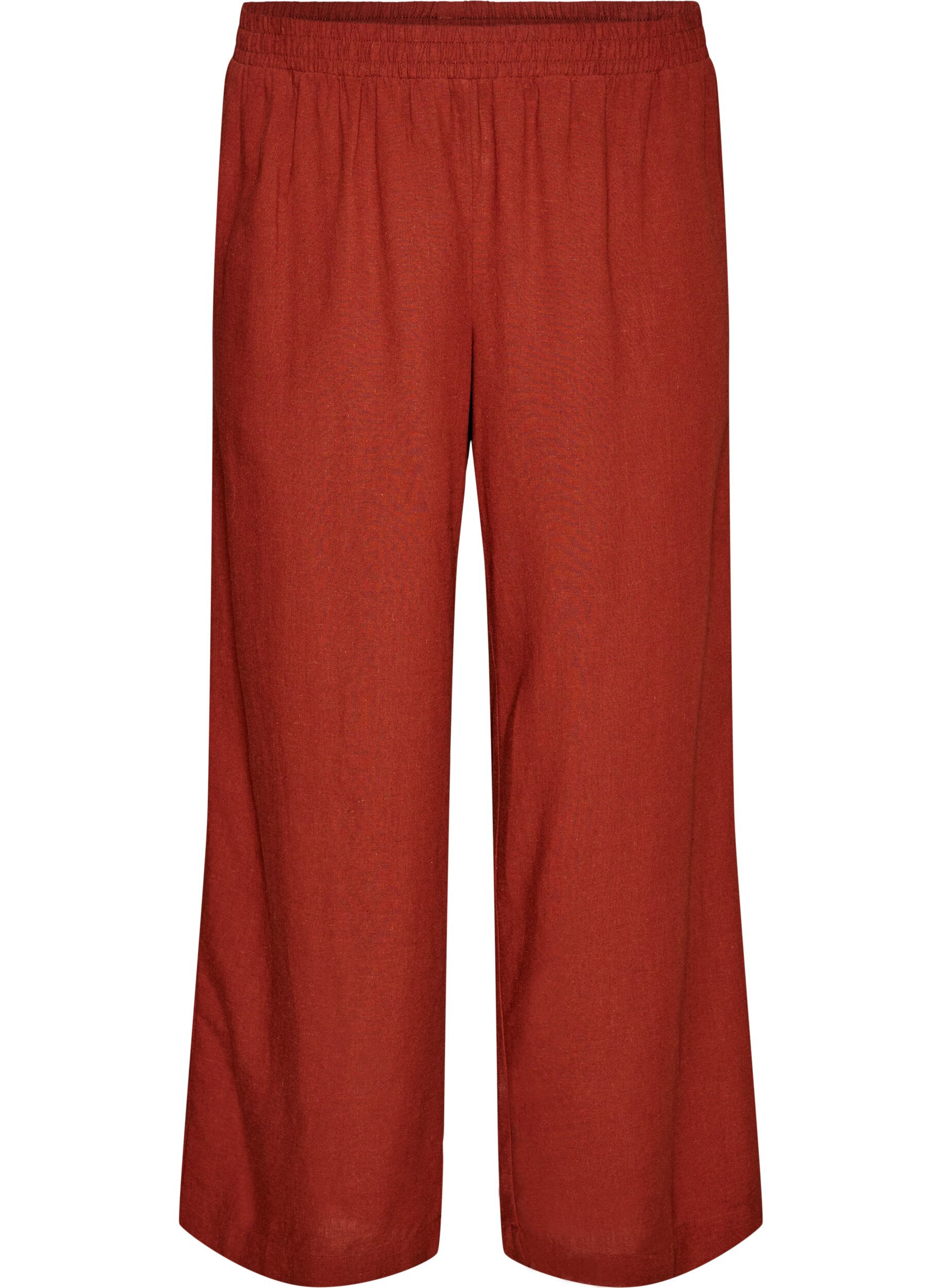 Pantalon large en lin et viscose
