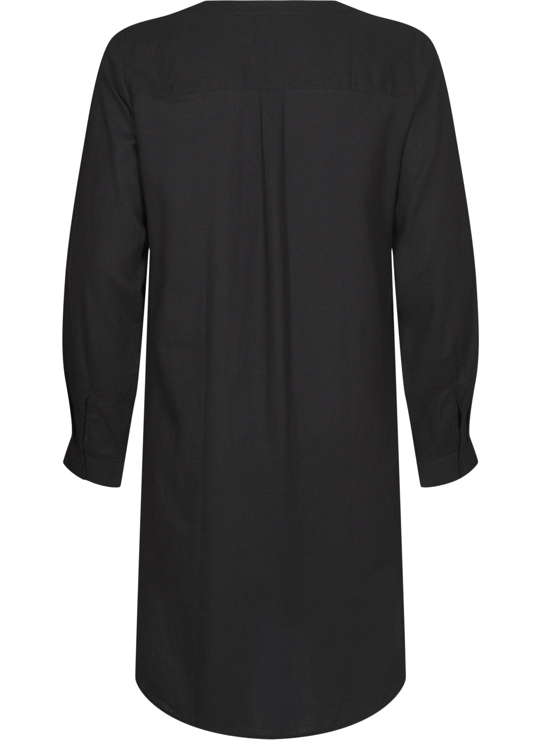 Zizzi Chemise longue en lin et viscose, Noir, Packshot image number 1