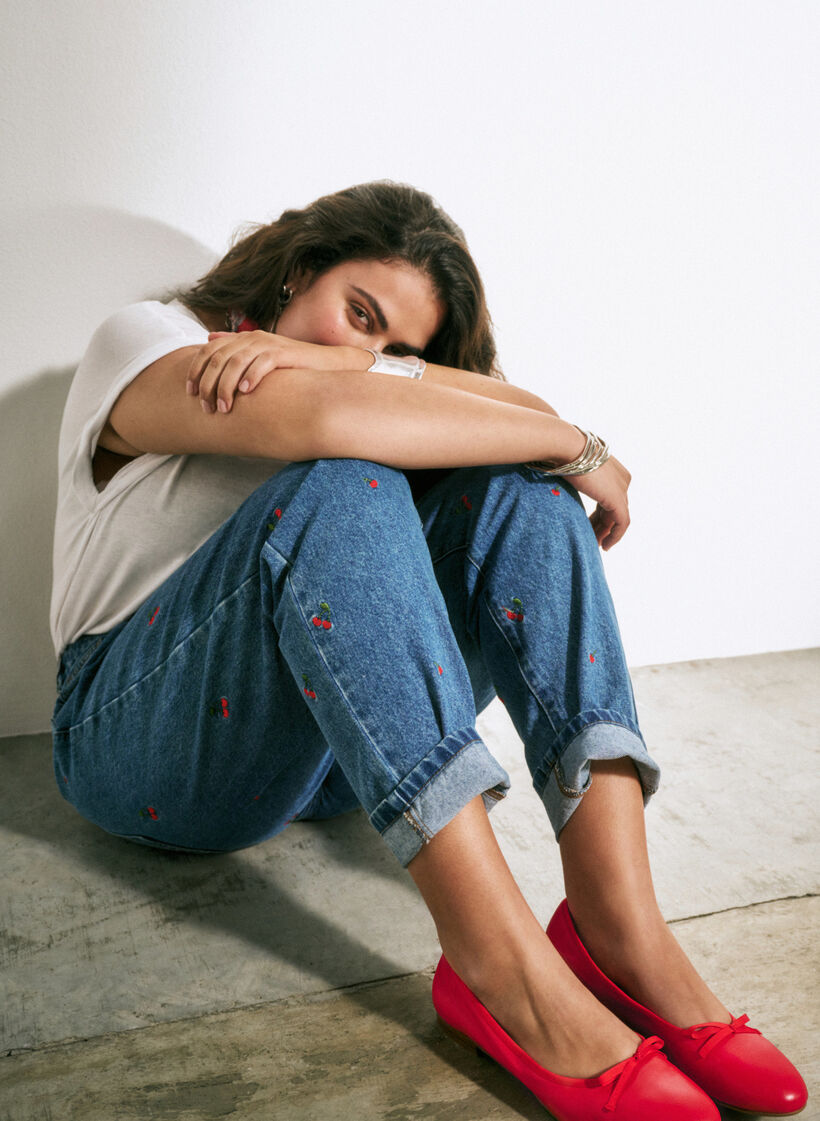 Jeans Mille coupe Mom avec broderies, Bleu Clair, Image image number 1