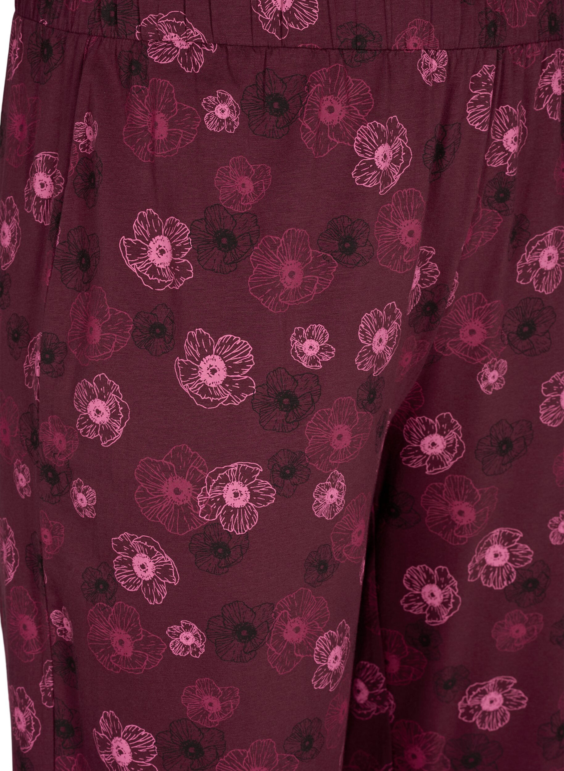 ZizziKleren pyjama broek met print, Donker Bordeaux, Packshot image number 2