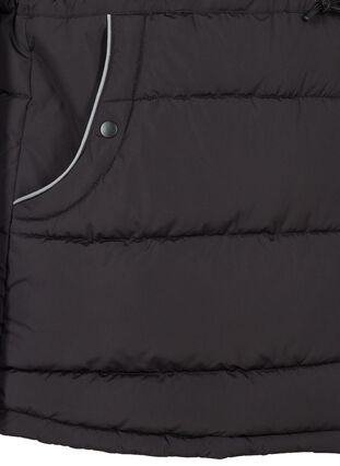 Gewatteerd vest met capuchon en reflex print, Black, Packshot image number 2