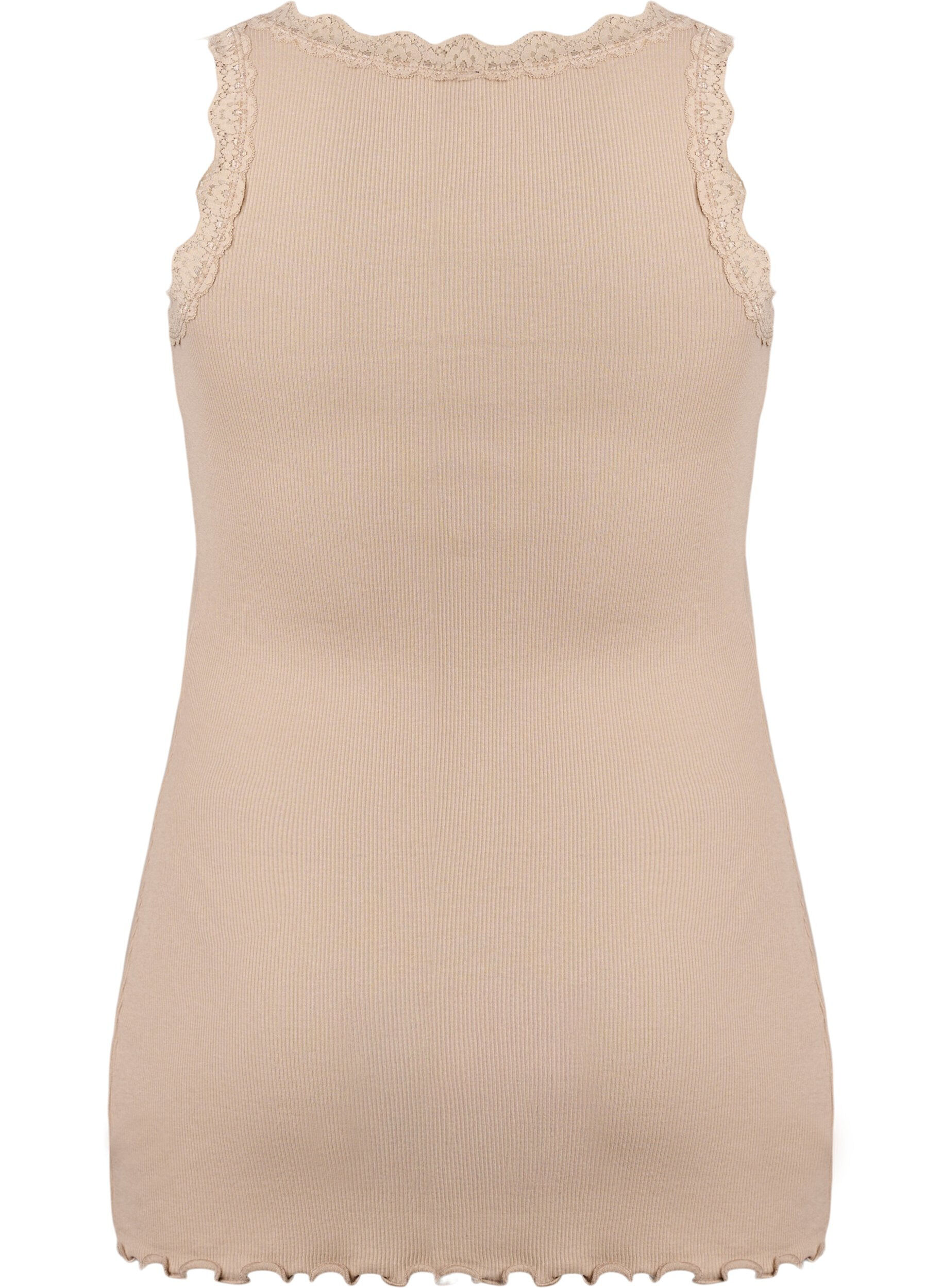 ZizziTop met kanten afwerking, Beige, Packshot image number 1