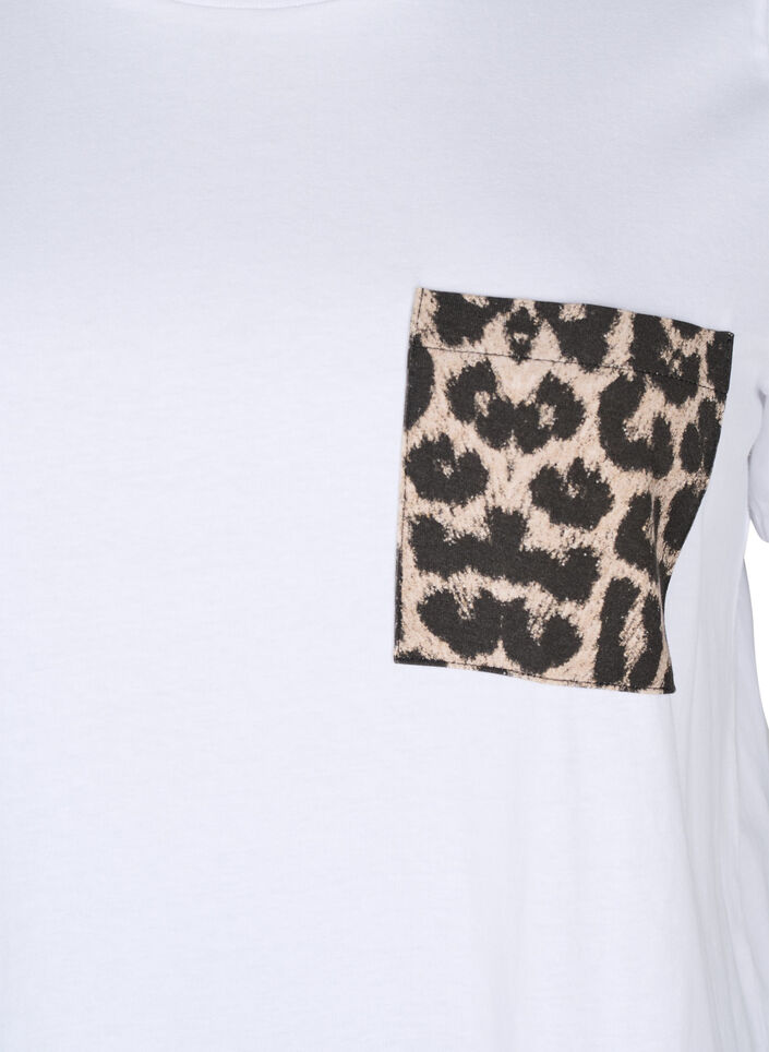 T-shirt met borstzakje, Wit, Packshot image number 2