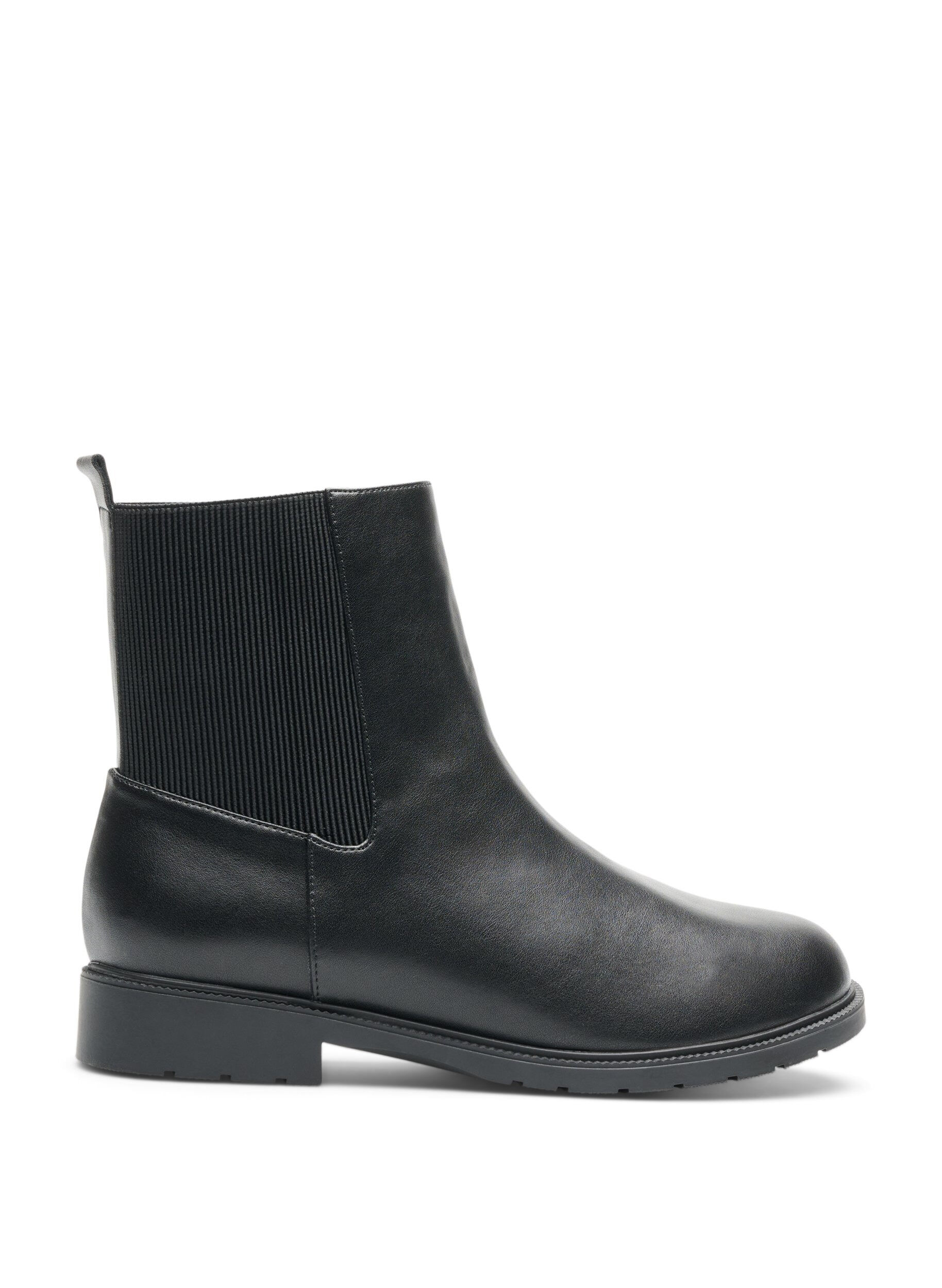 ZizziBottine Chelsea en cuir avec panneau &eacute;lastique, Noir, Packshot image number 0