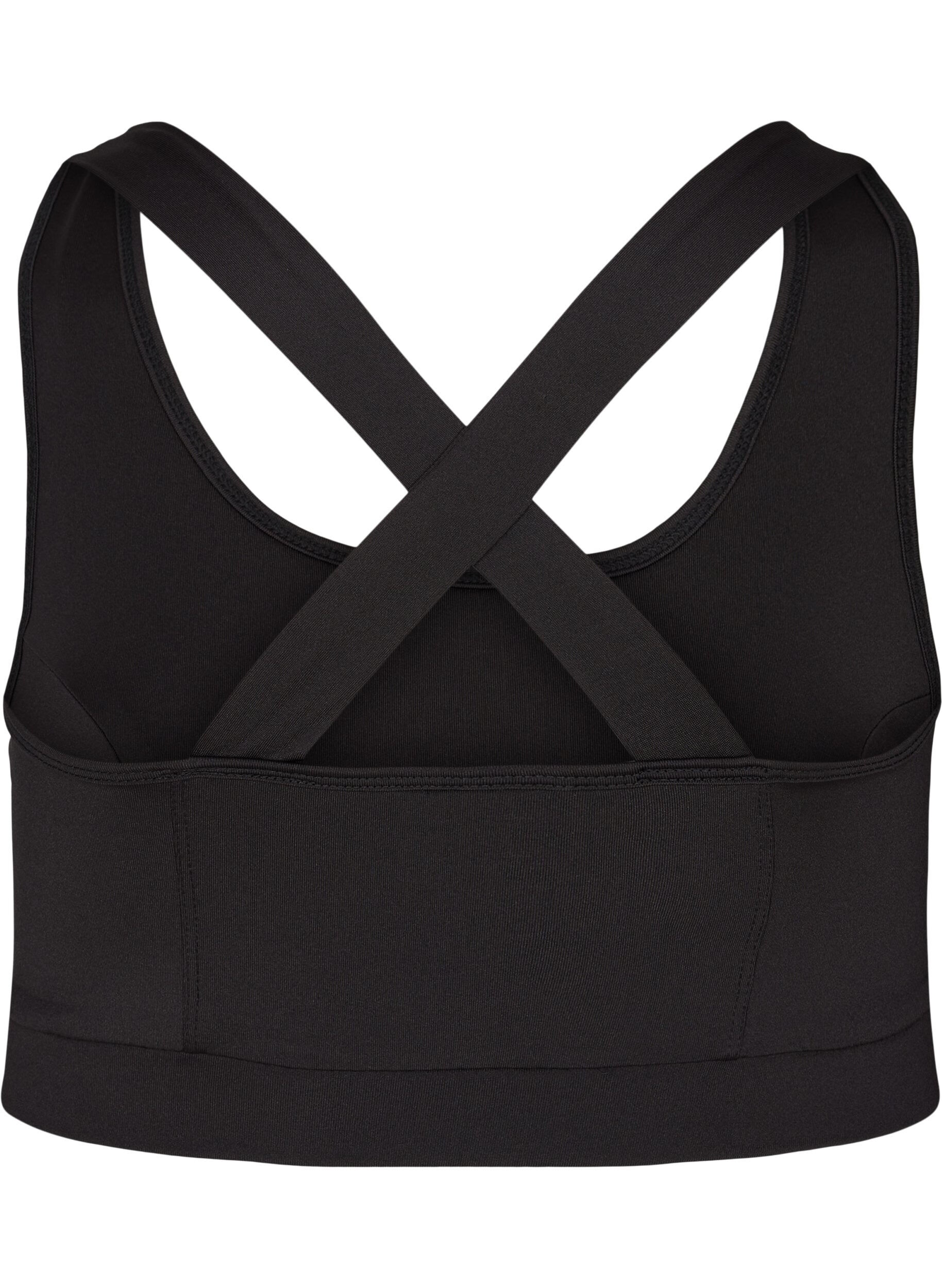 ZizziSporttop met effen kleur en gekruiste rug, Black, Packshot image number 1