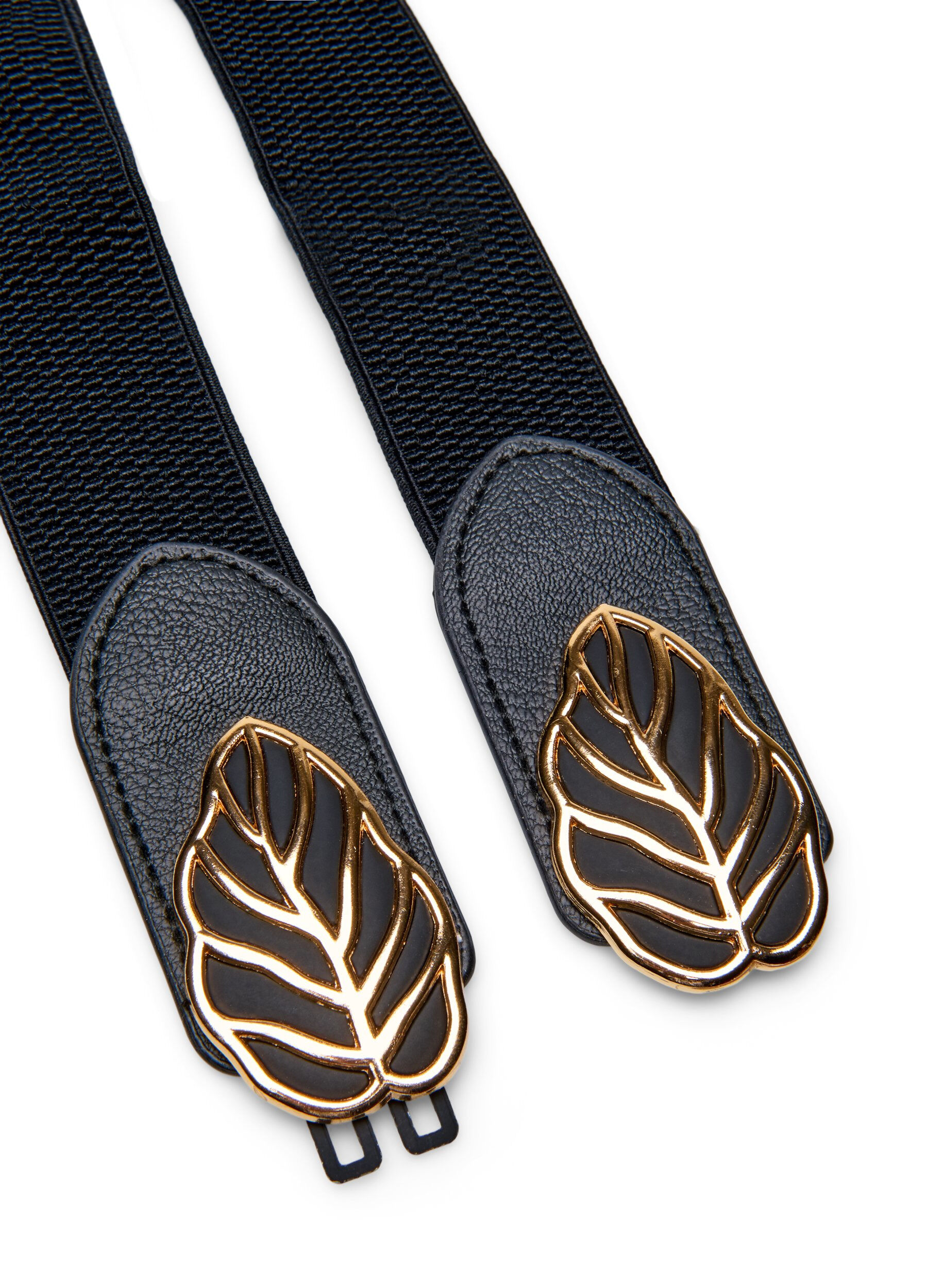 ZizziElastische taille riem met gouden gesp, Black, Packshot image number 2