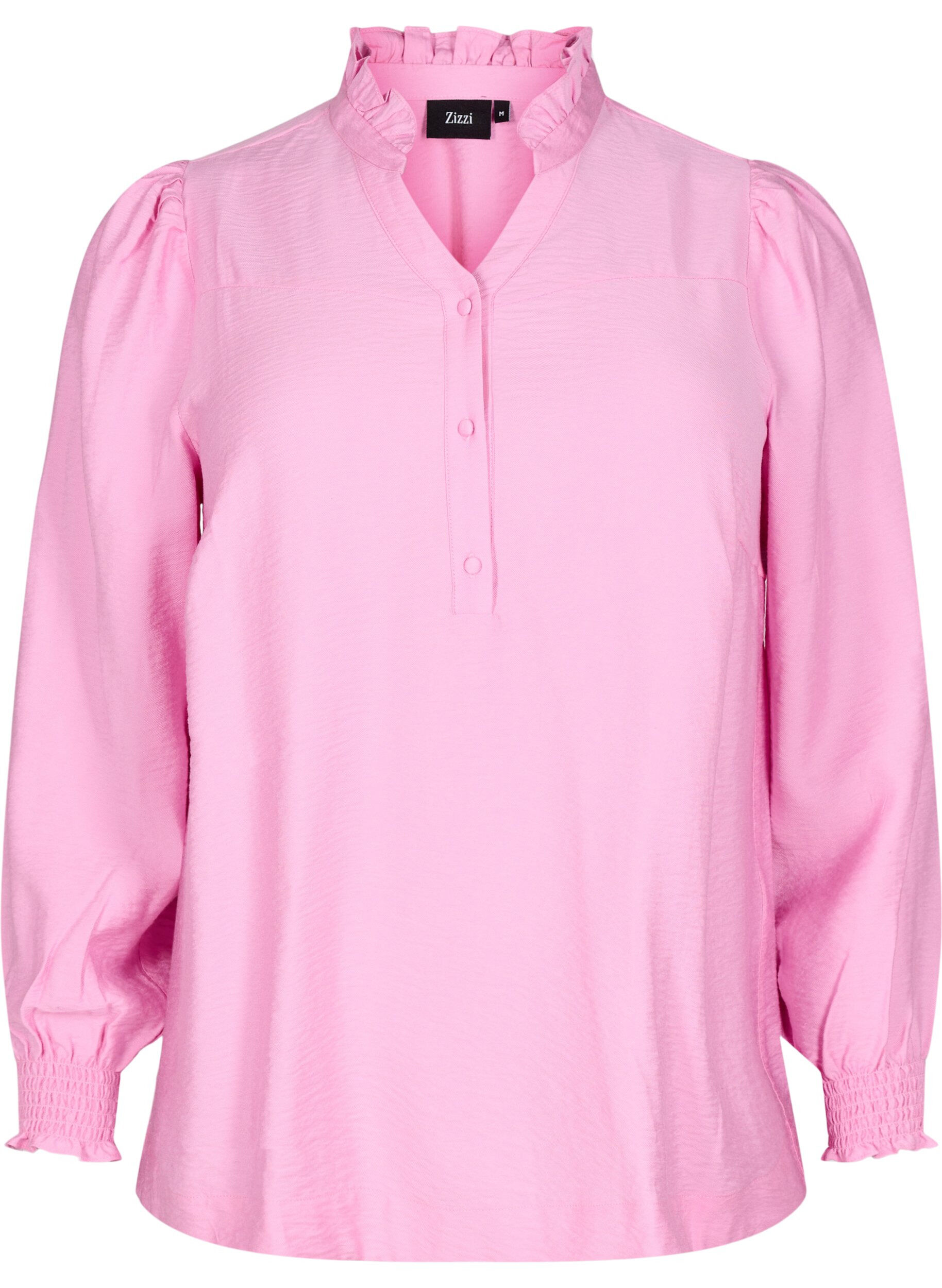 ZizziBlouse met rucheskraag, Roze, Packshot image number 0