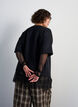 Blouse met mouwen van mesh en kanten bies, Zwart, Model image number 2