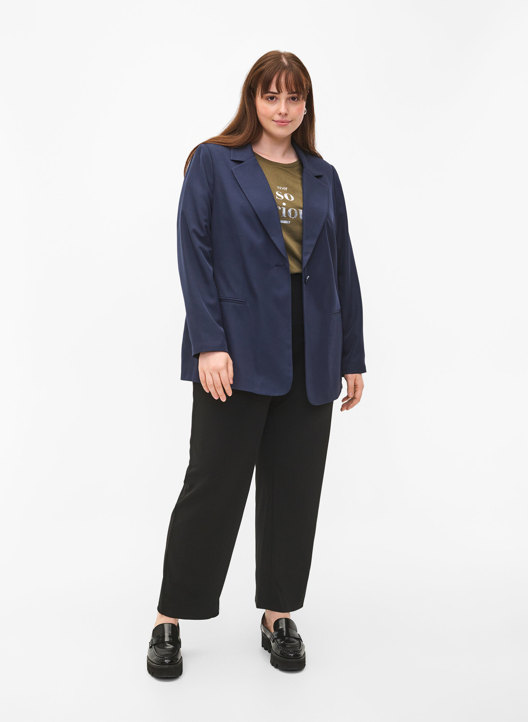 Zizzi FLASH - Blazer simple avec bouton, Bleu, Model image number 1