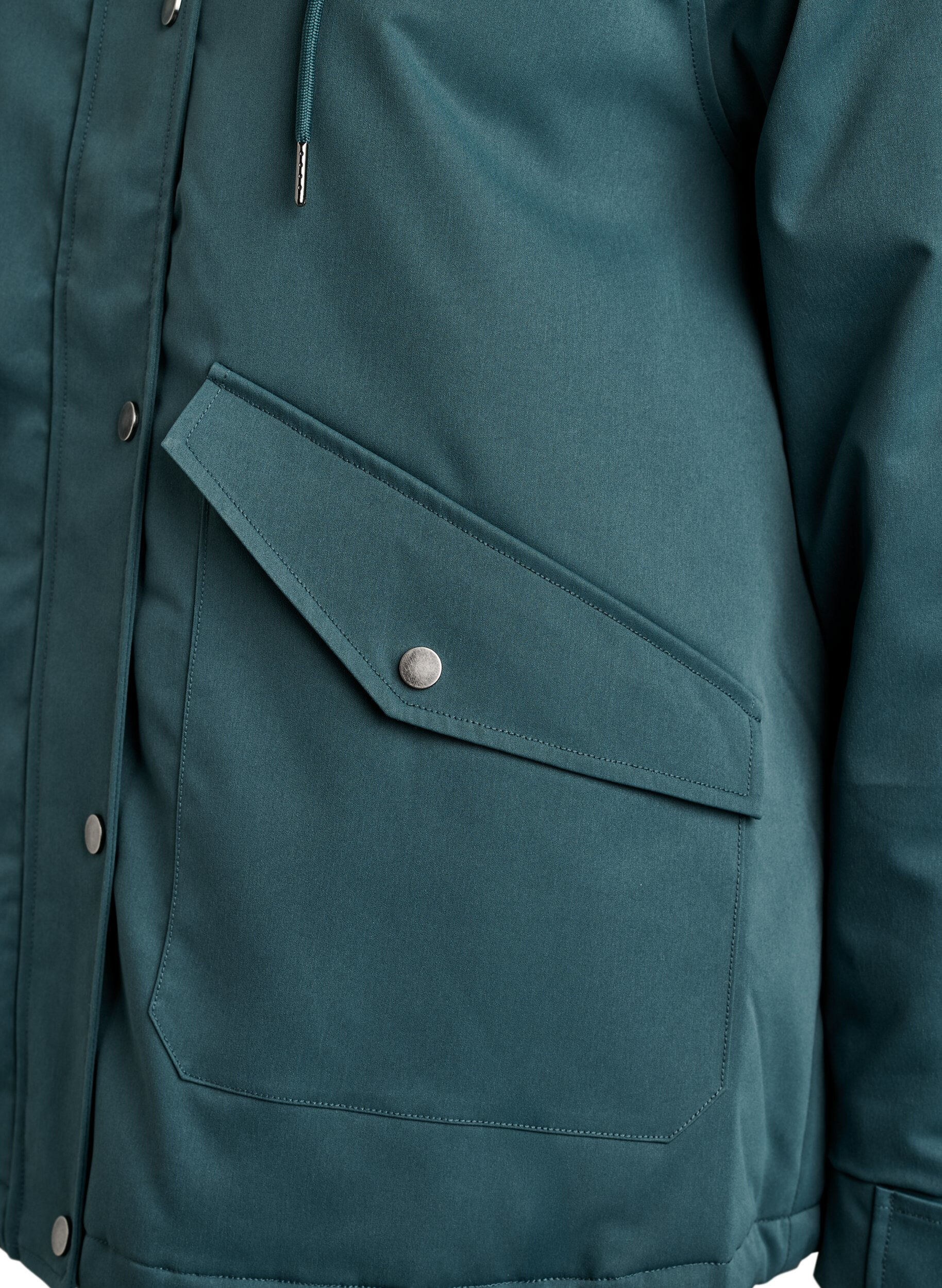 ZizziGewatteerde parka met afneembare capuchon, Groen, Packshot image number 3