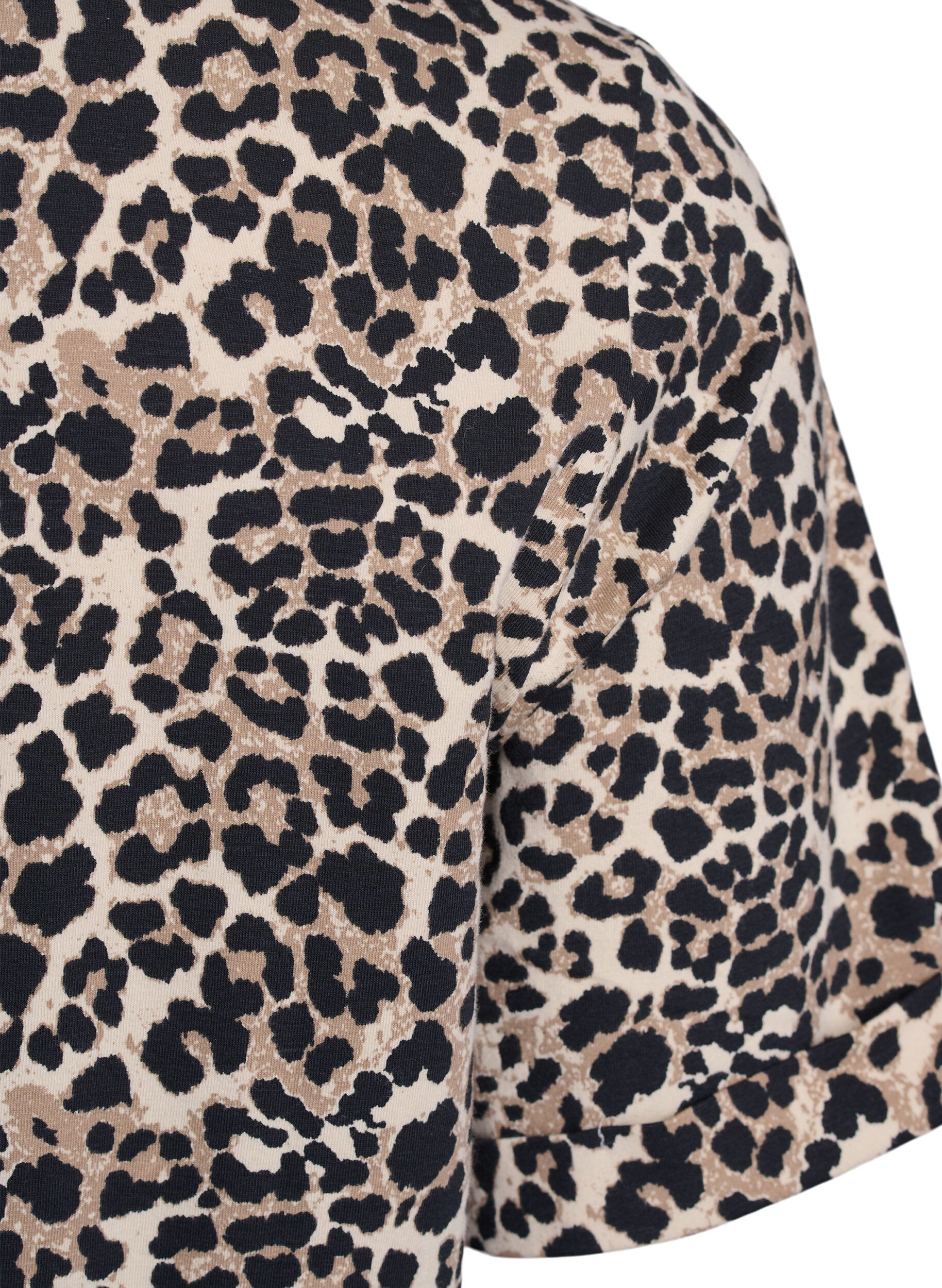 ZizziT-shirt met ronde hals en all-overprint, Bruin, Packshot image number 3