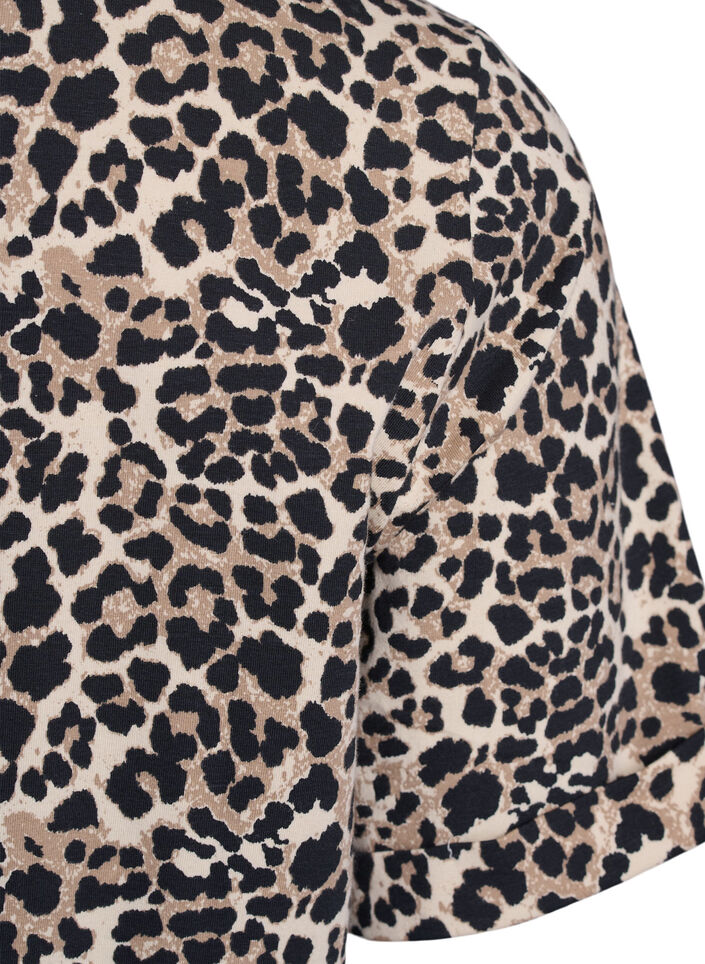 T-shirt met ronde hals en all-overprint, Bruin, Packshot image number 3