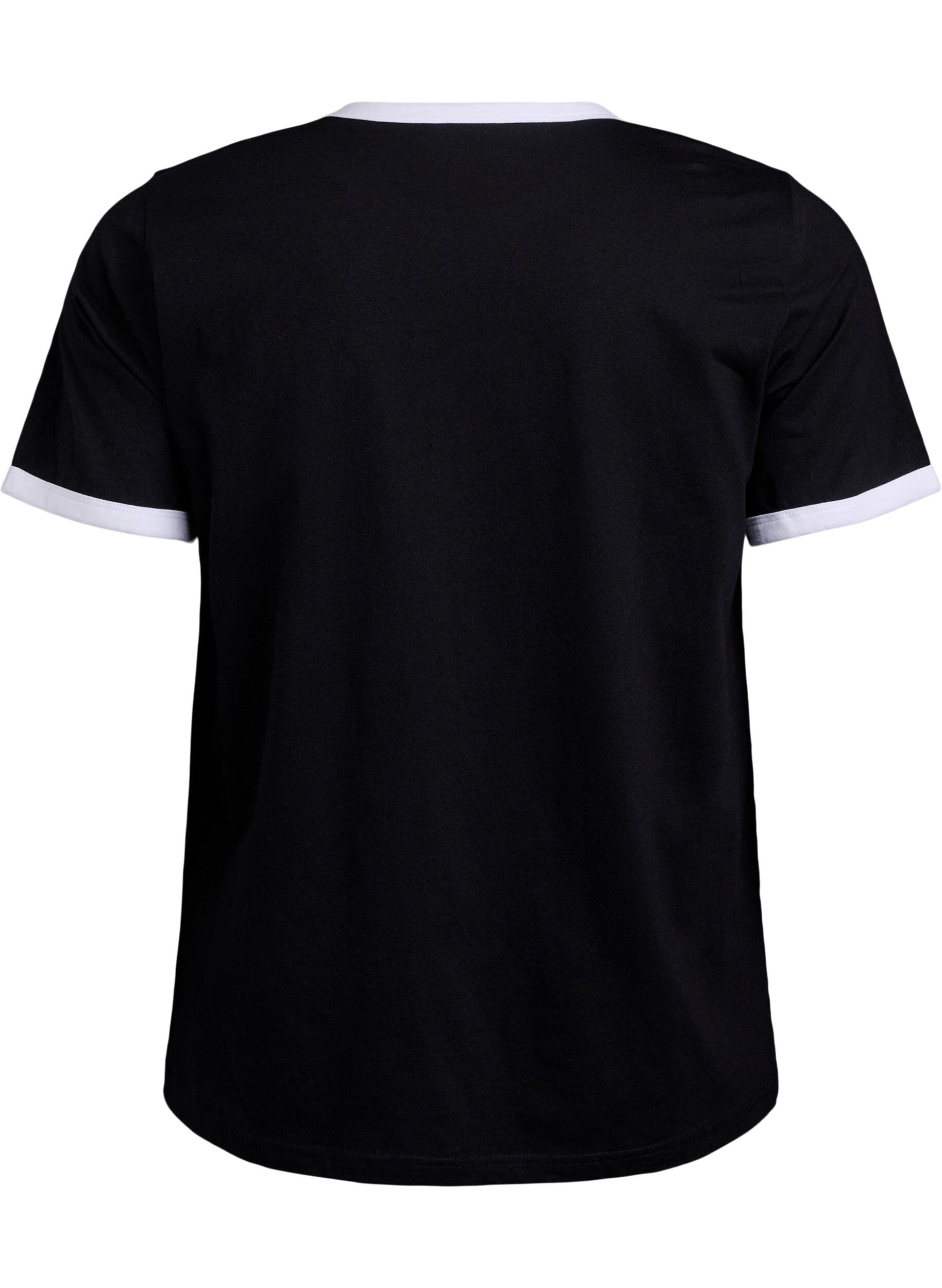 Zizzi T-shirt avec texte imprim&eacute;, Black w.An. Wh.Paris, Packshot image number 1