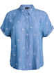 Denimlook lyocell shirt met bloemenborduursel, Blauw, Packshot image number 0