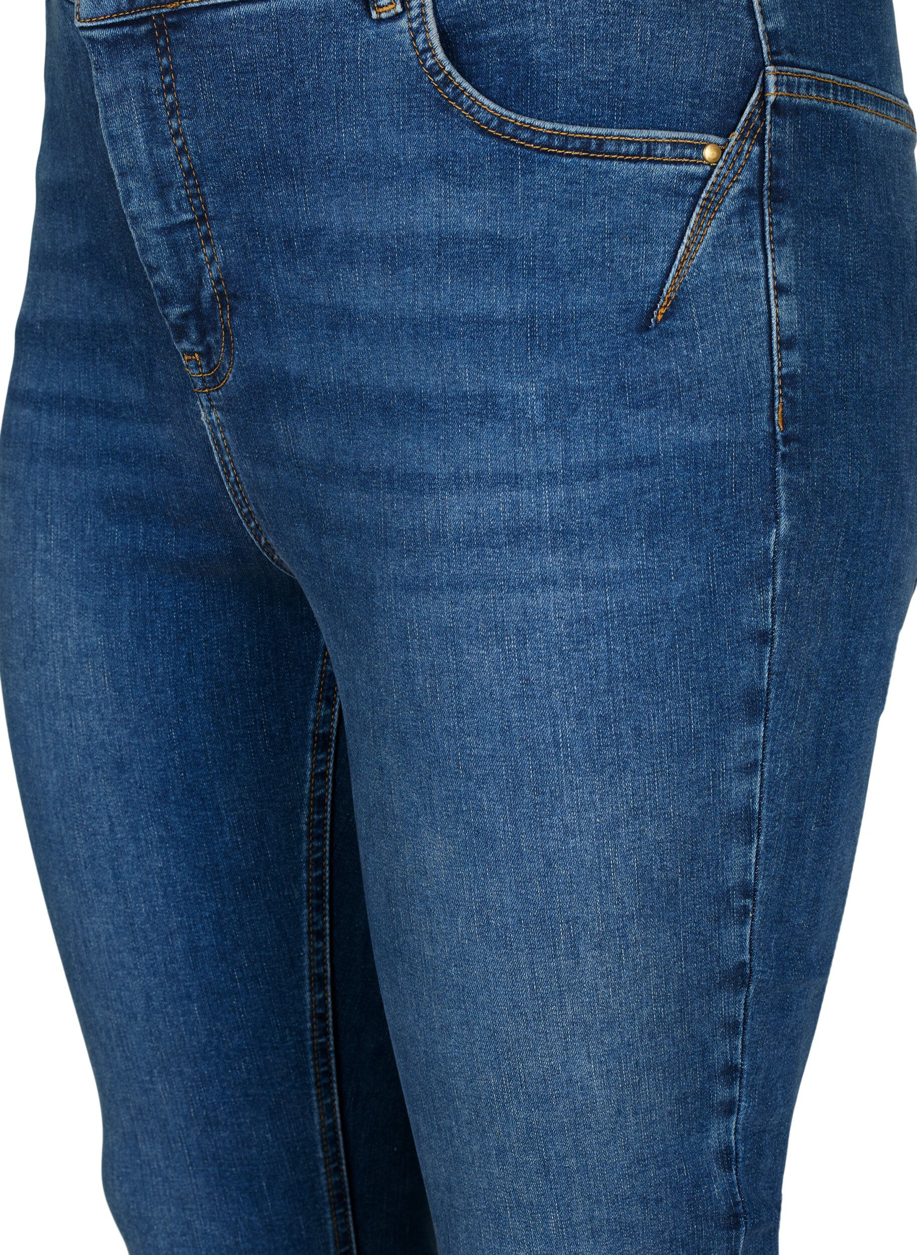 ZizziSuper slanke Amy jeans met hoge taille, Blue denim, Packshot image number 2