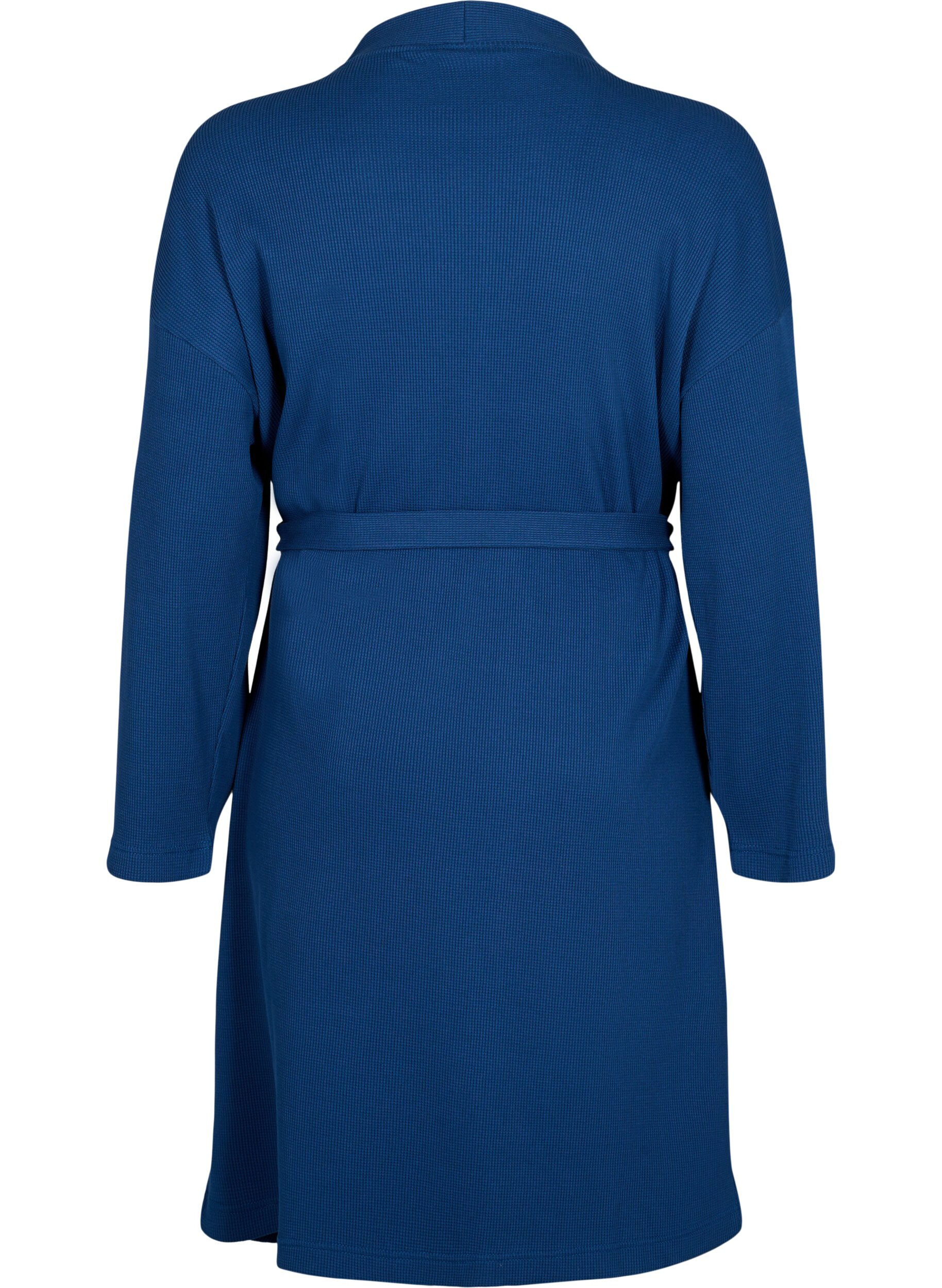 Zizzi Peignoir avec poches et ceinture &agrave; nouer, Blue Opal, Packshot image number 1