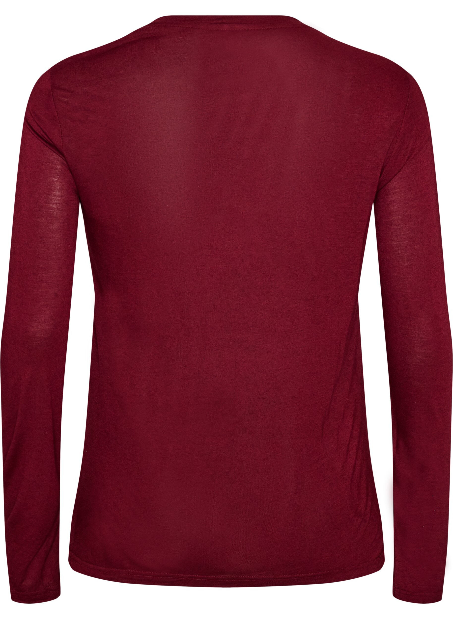 ZizziBlouse met lange mouwen van wol en viscose, Rood, Packshot image number 1