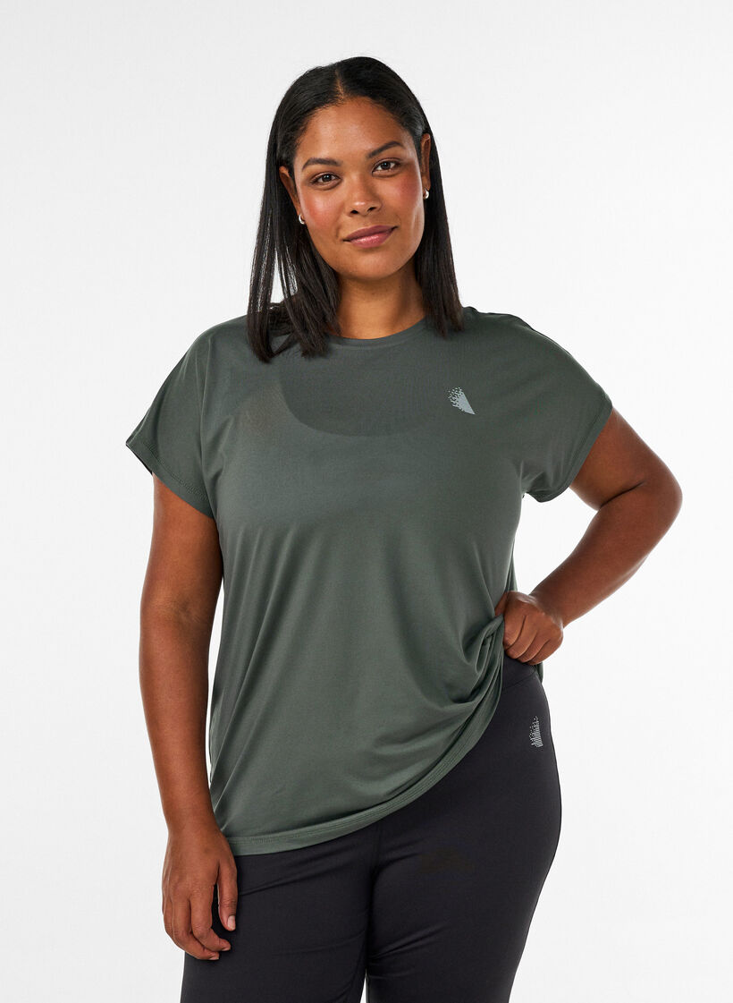 Effen gekleurd trainingsshirt, Groen, Model image number 0