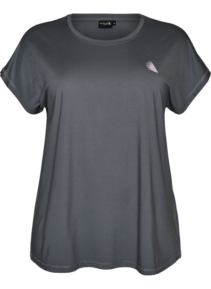 T-shirt de sport couleur unie, Gris, Packshot image number 0