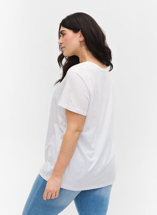 Haut en coton à manches courtes avec imprimé, Bright White CALM, Model image number 1