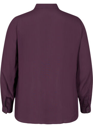 Viscose blouse met knoopsluiting en lintdetails, Plum Perfect, Packshot image number 1