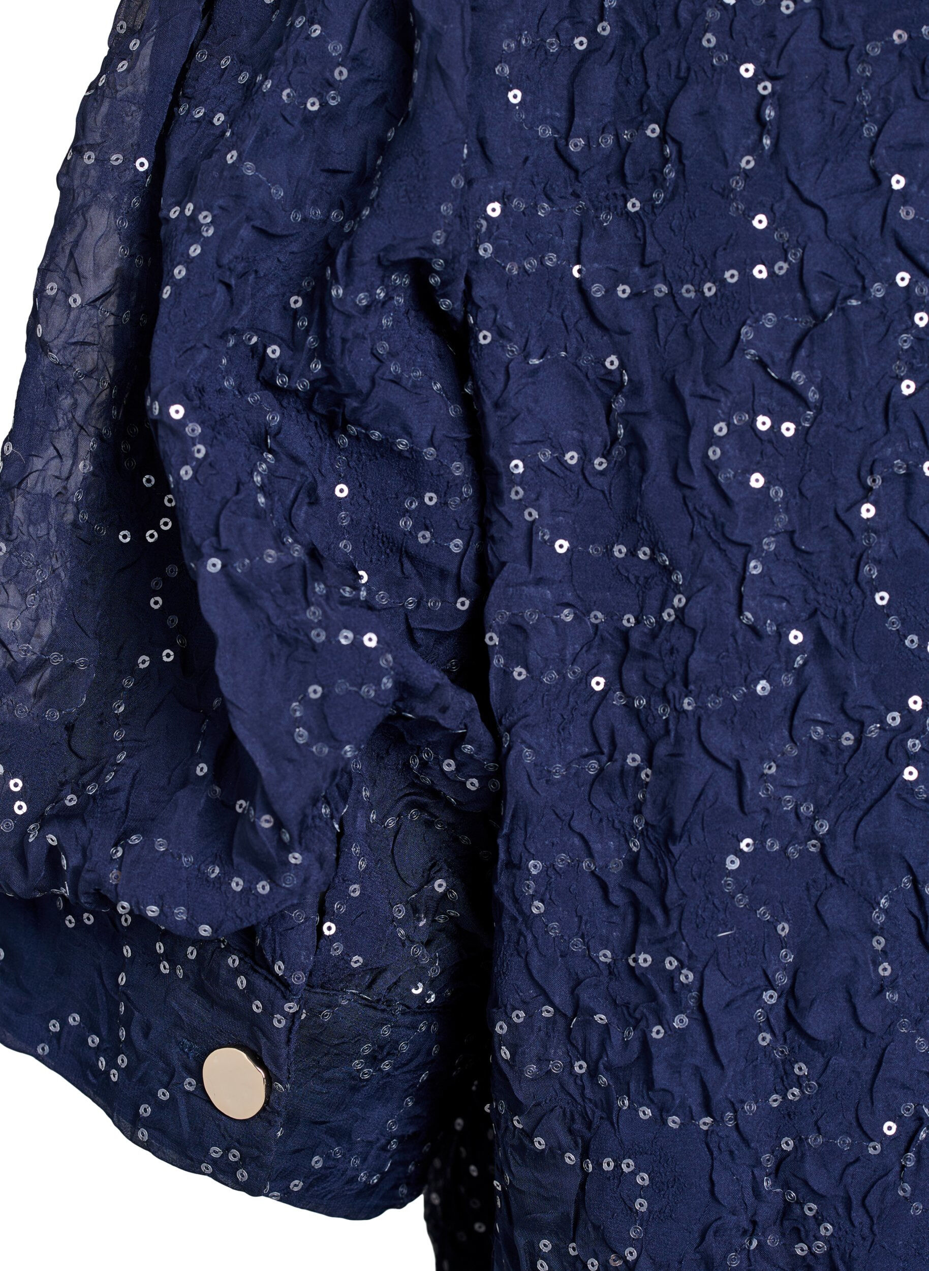 ZizziFeestelijke blouse met pailletten en halflange mouwen, Blauw, Packshot image number 3