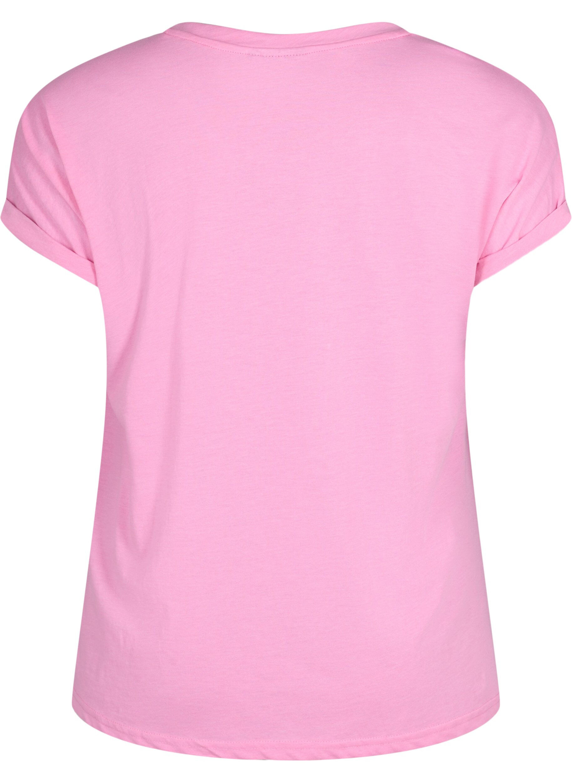 ZizziT-shirt met korte mouwen in een katoenmix, Roze, Packshot image number 1