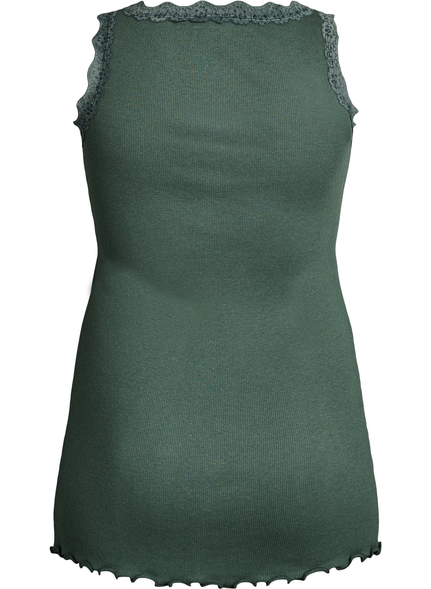ZizziHaut avec bordure en dentelle, Vert fonc&eacute;, Packshot image number 1