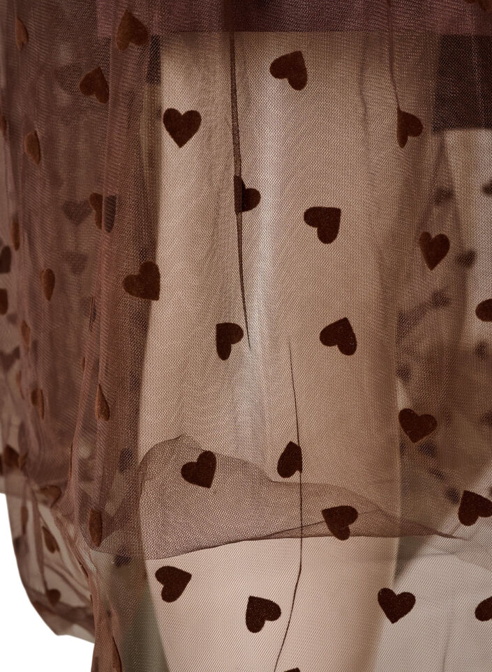 Jupe midi en tulle avec des c&oelig;urs, Marron, Packshot image number 3