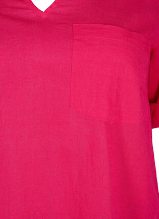 Tuniek van katoenmix met korte mouwen en linnen, Bright Rose, Packshot image number 2