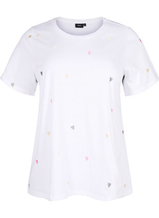 T-shirt en coton biologique avec des cœurs, Bright W. Love Emb., Packshot image number 0