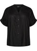 Viscose blouse met korte mouwen en rimpeldetail, Zwart, Packshot image number 0