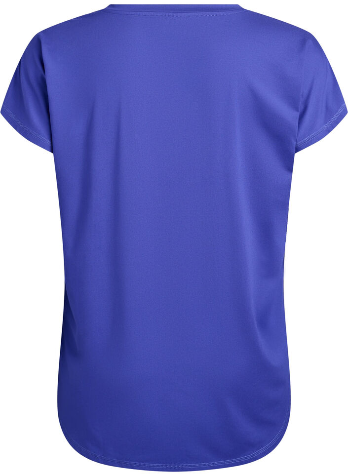 T-shirt de sport &agrave; manches courtes avec col en V, Violet, Packshot image number 1