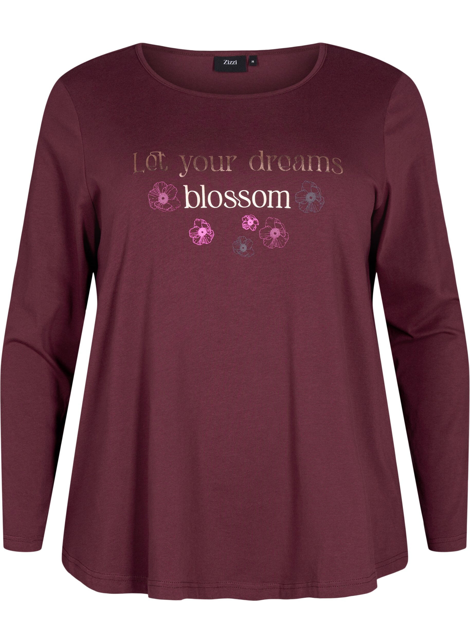 ZizziKatoenen nachthemd met tekstopdruk, Rood, Packshot image number 0