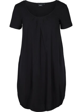 Katoenen jurk met korte mouwen , Black, Packshot image number 0