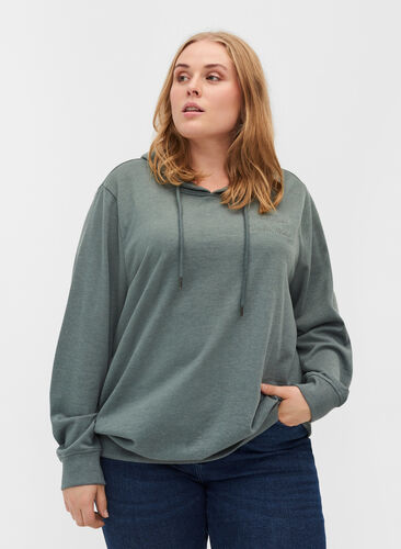 Sweatshirt avec citation, Balsam Green Mel, Model image number 0