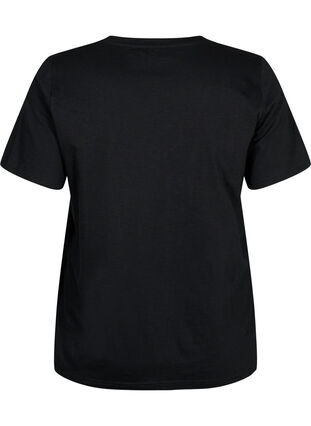 Basic t-shirt met korte mouwen en V-hals, Black, Packshot image number 1