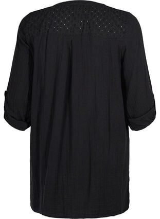Tunique en coton avec broderie anglaise, Black, Packshot image number 1