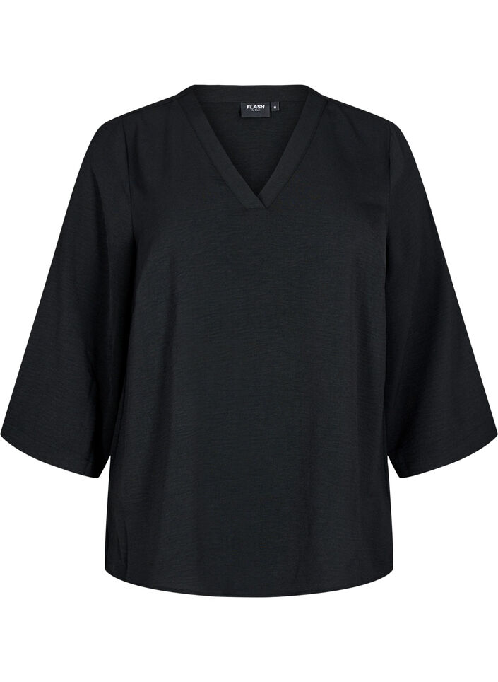 Blouse met 3/4 mouwen, Zwart, Packshot image number 0