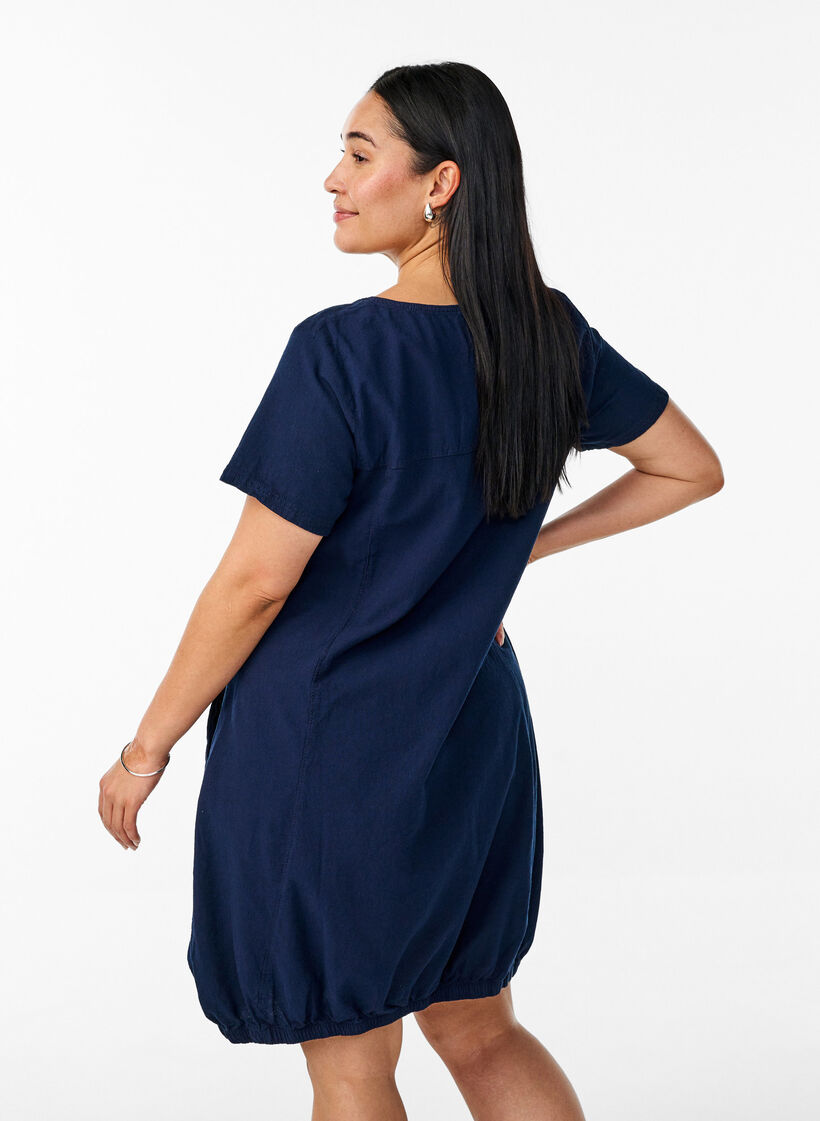 Robe en coton &agrave; manches courtes, Bleu, Model image number 2