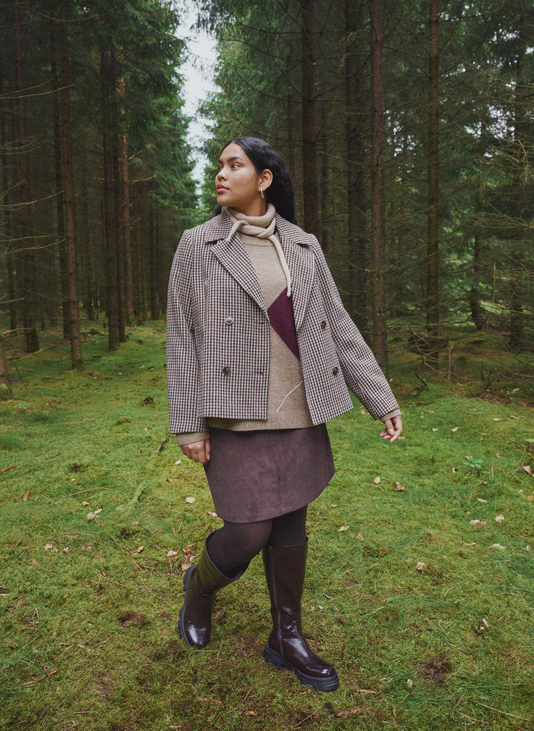 ZizziKorte corduroy rok met drukknopen, Bruin, Image image number 0