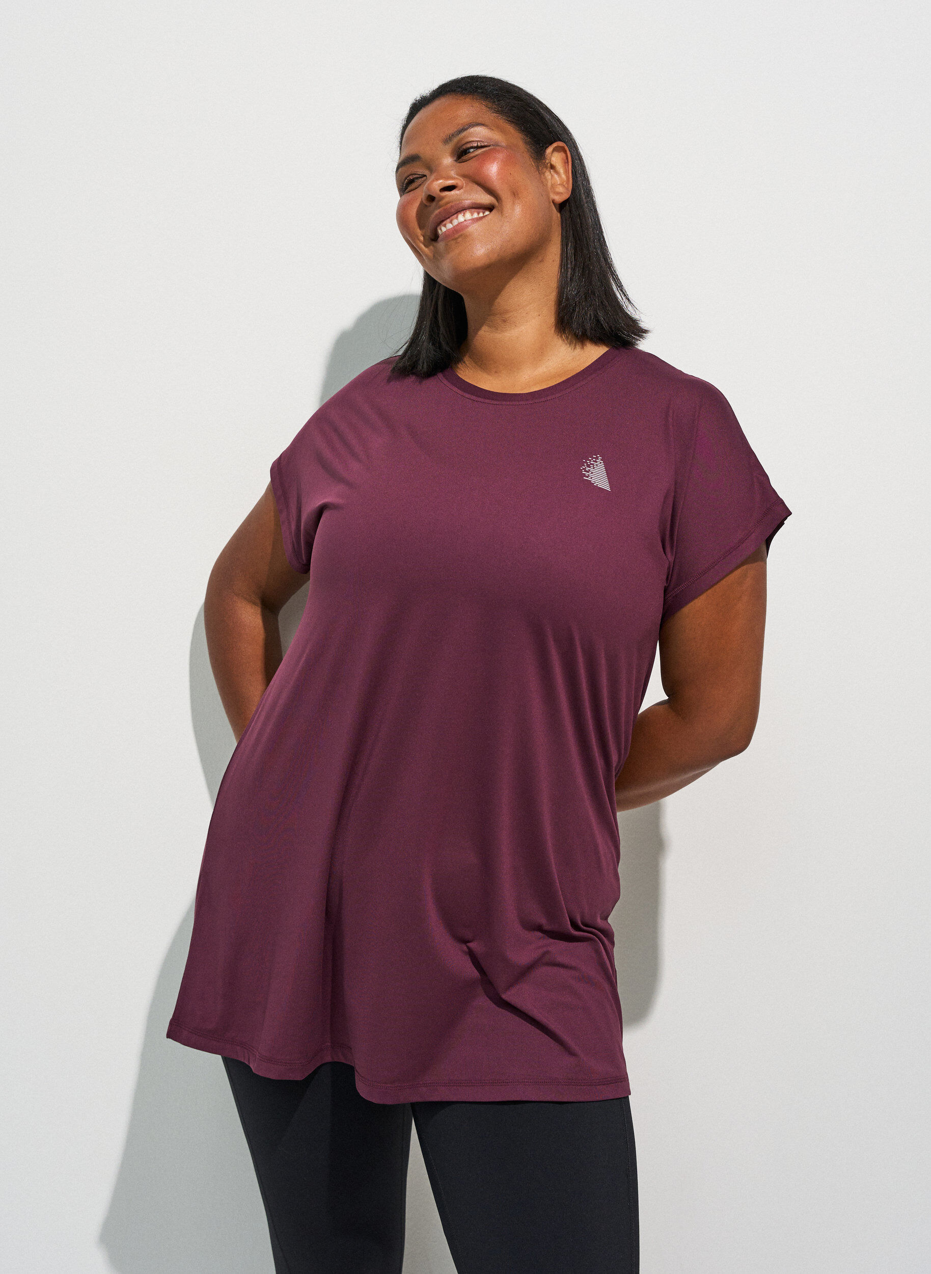 T-shirt long de sport, Bordeaux, Model