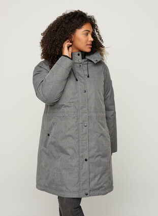 Veste d'hiver imperméable avec capuche, Medium Grey Melange, Model image number 0