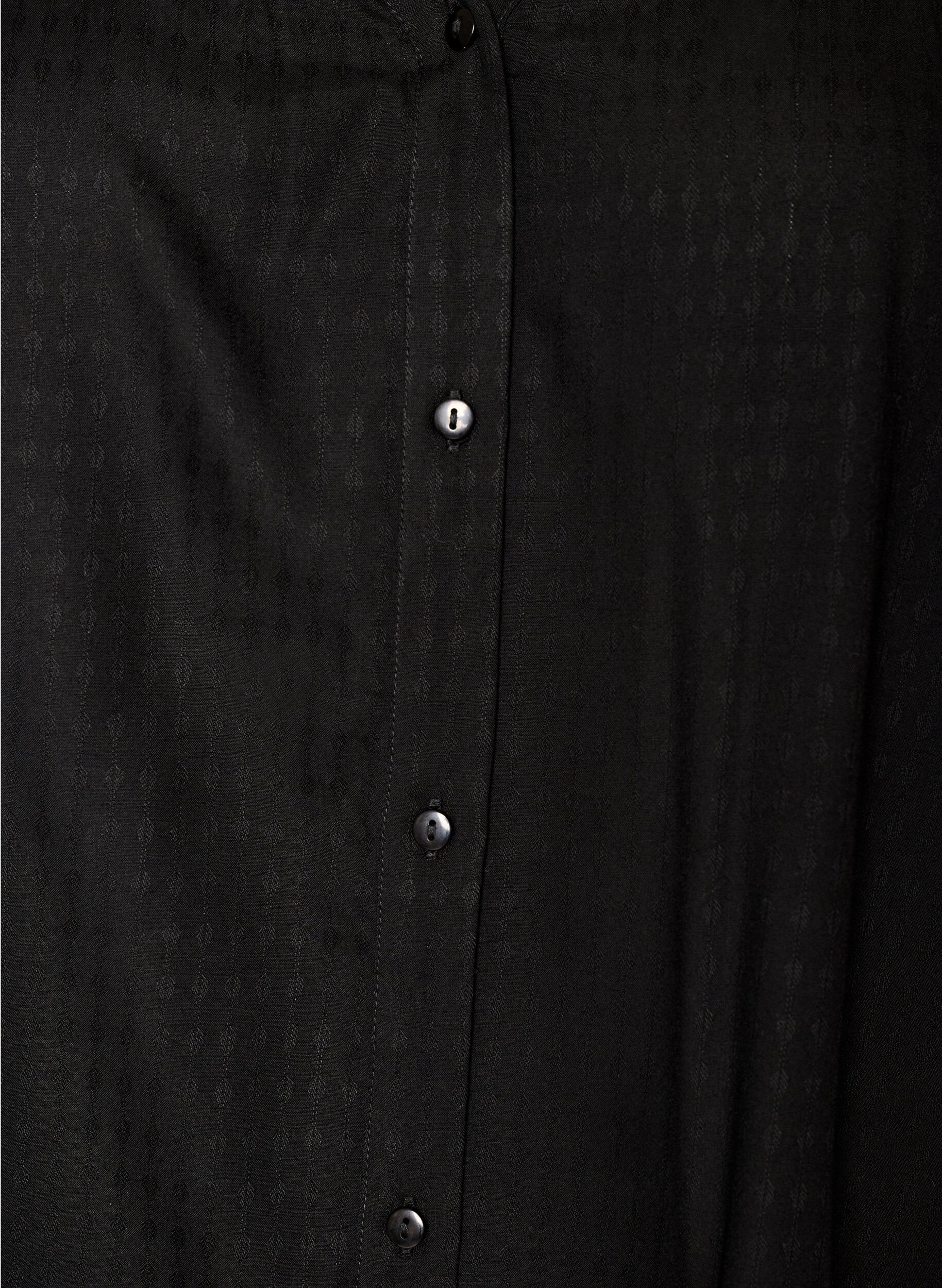 ZizziViscose blouse met korte mouwen en rimpeldetail, Zwart, Packshot image number 2