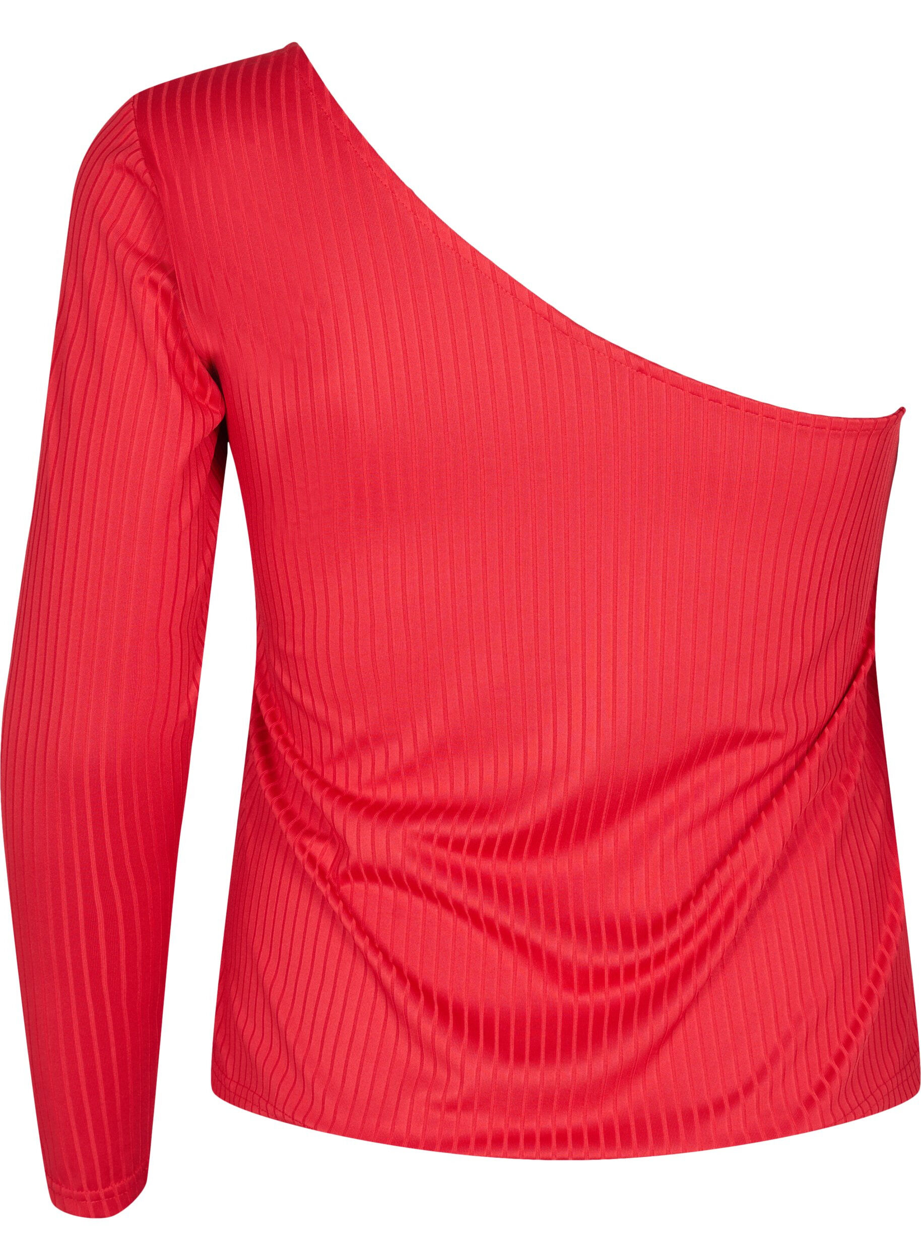 ZizziEen-schouder blouse, Tango Red, Packshot image number 1