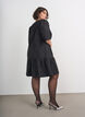 Robe jacquard avec des d&eacute;tails scintillants et des manches bouffantes, Noir, Model image number 2